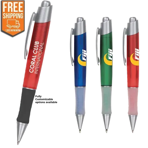 Personalized Translucent Gripper Pen with Free FedEx Ground Shipping