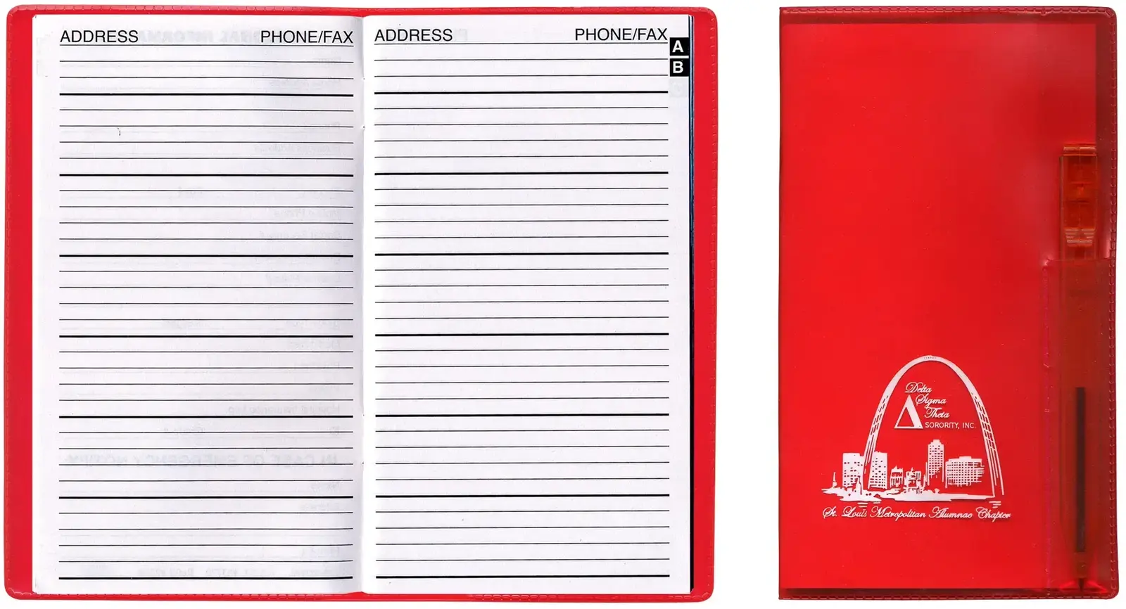 Branded Custom Vinyl Address Book with Pen