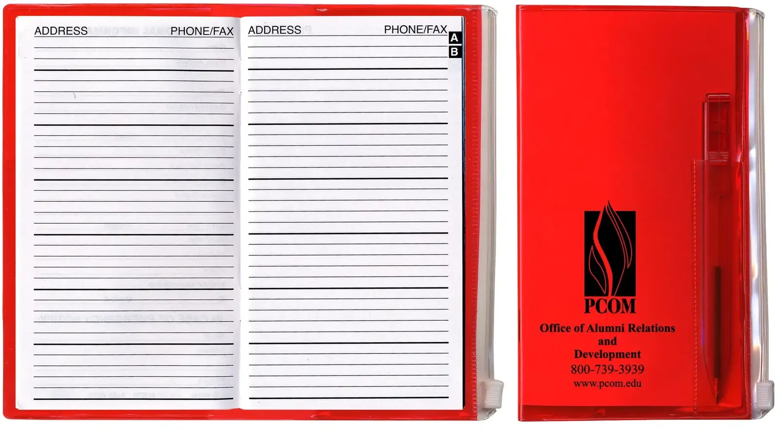 Zip-Back Address Book with Pen - Translucent