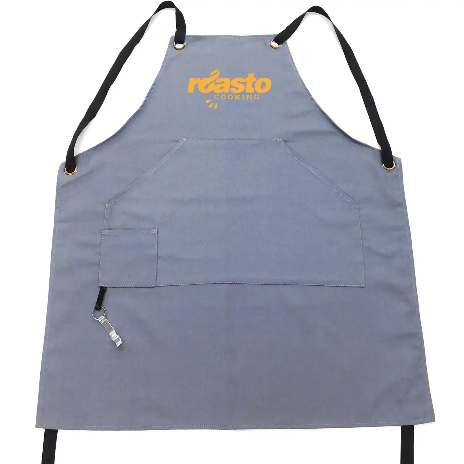 Poly-Cotton Chef Apron - Adjustable, Front Storage Pockets & Bottle Opener