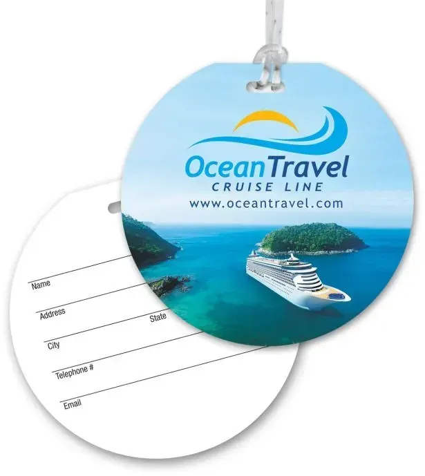 Ultra-Thin Round Luggage Tag with Clear Strap