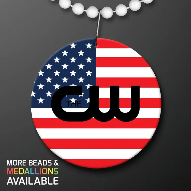 USA Flag Medallion for Beaded Necklace (Non Light Up)