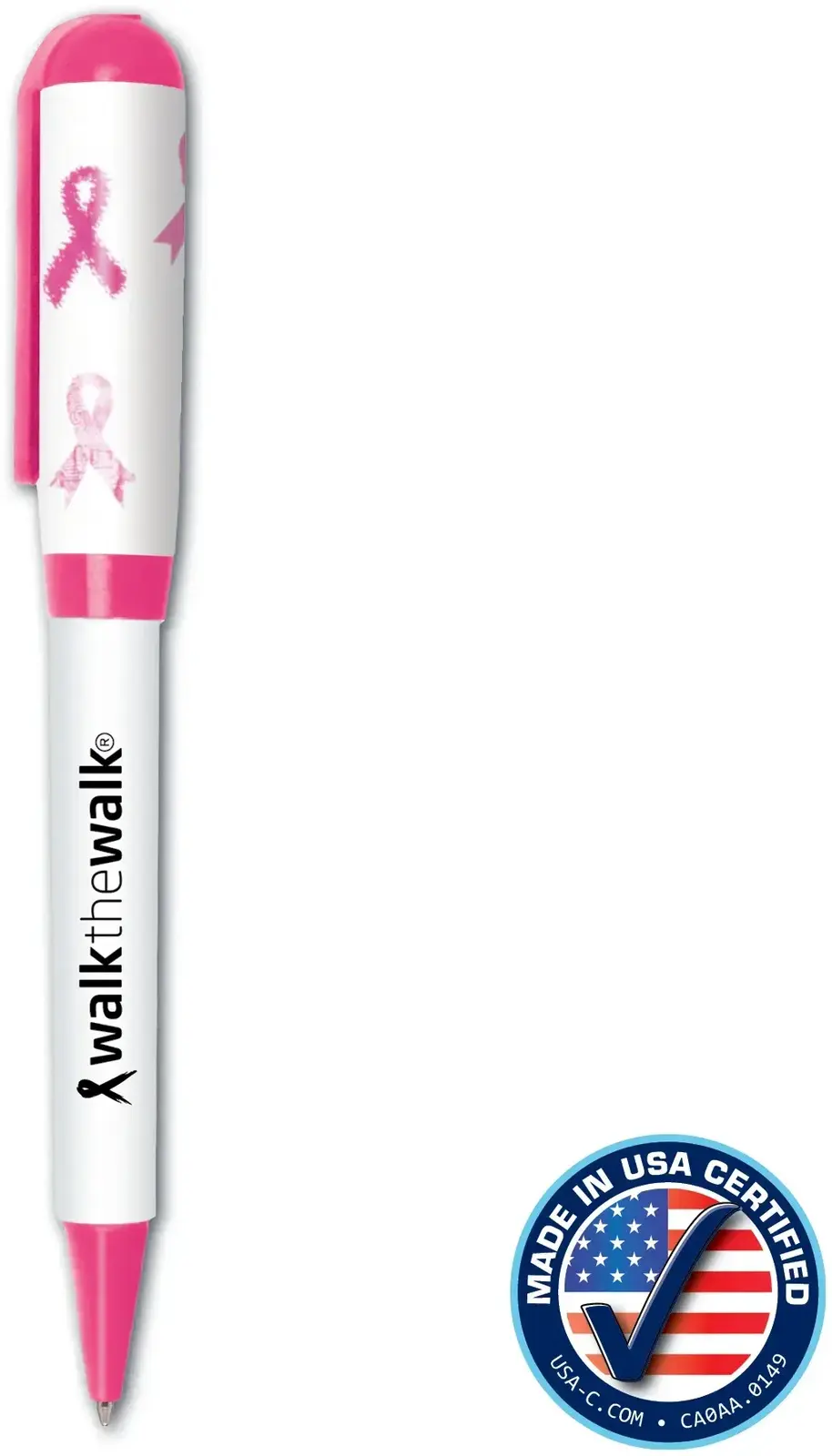 Customizable USA Pink Ribbon Jumbo Twist Pen - Made in USA