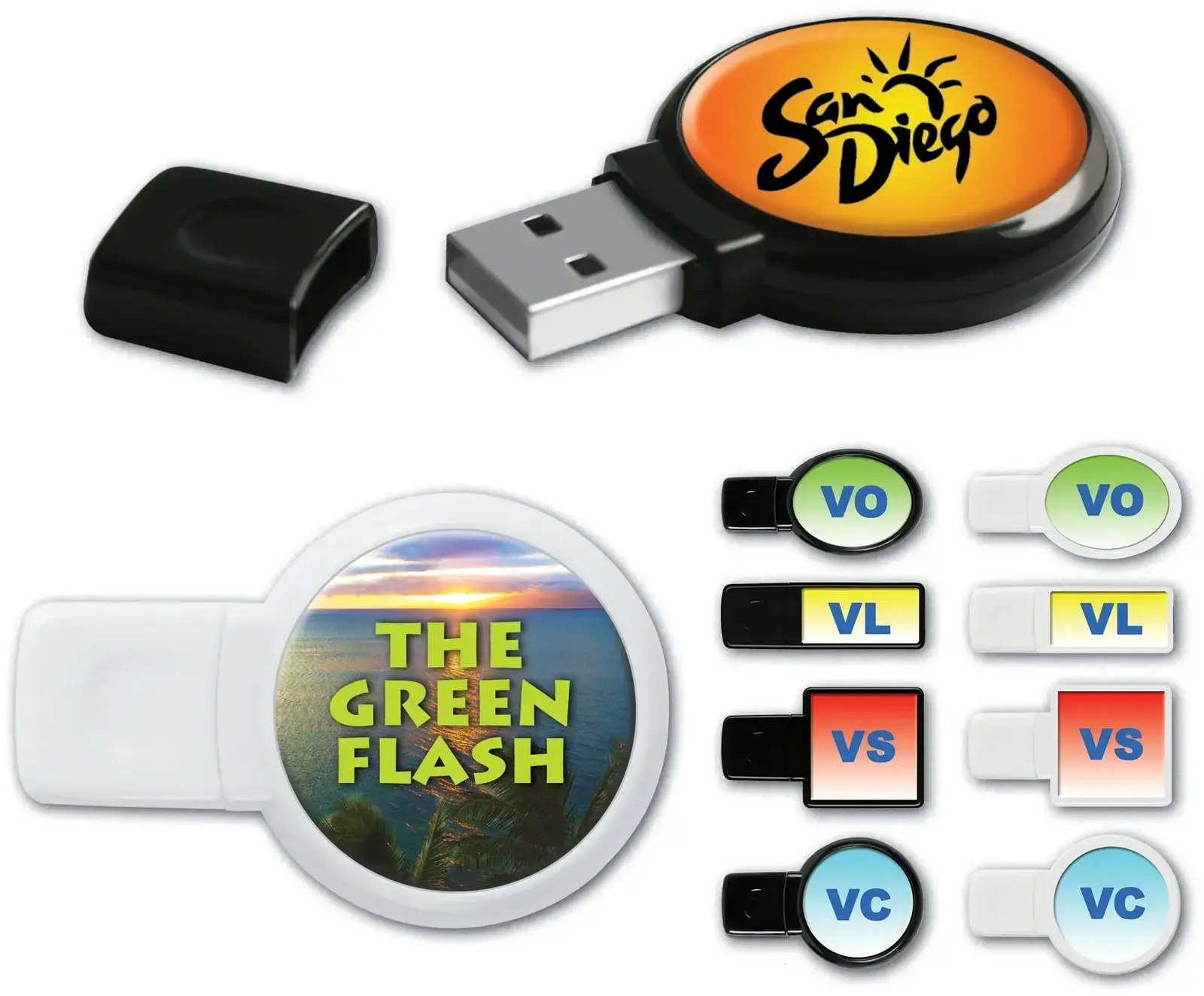 Customizable USB View Drives with Full Color Epoxy Dome Bevel Design