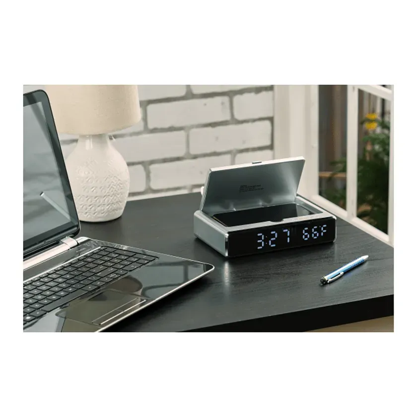 Branded UV Sanitizer Desk Clock with Wireless Charging