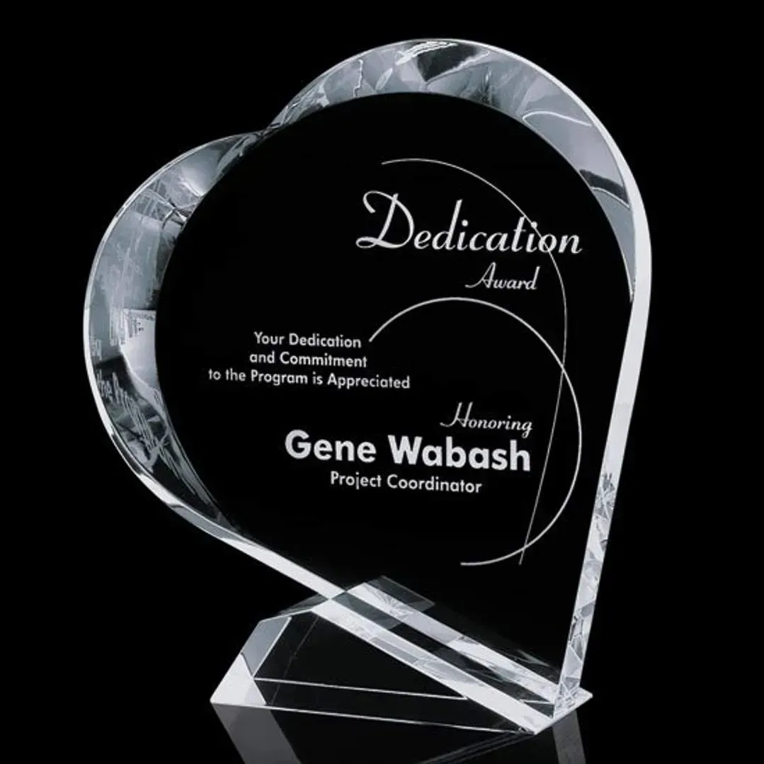 Valentino Custom Recognition Heart Award with Beveled Base