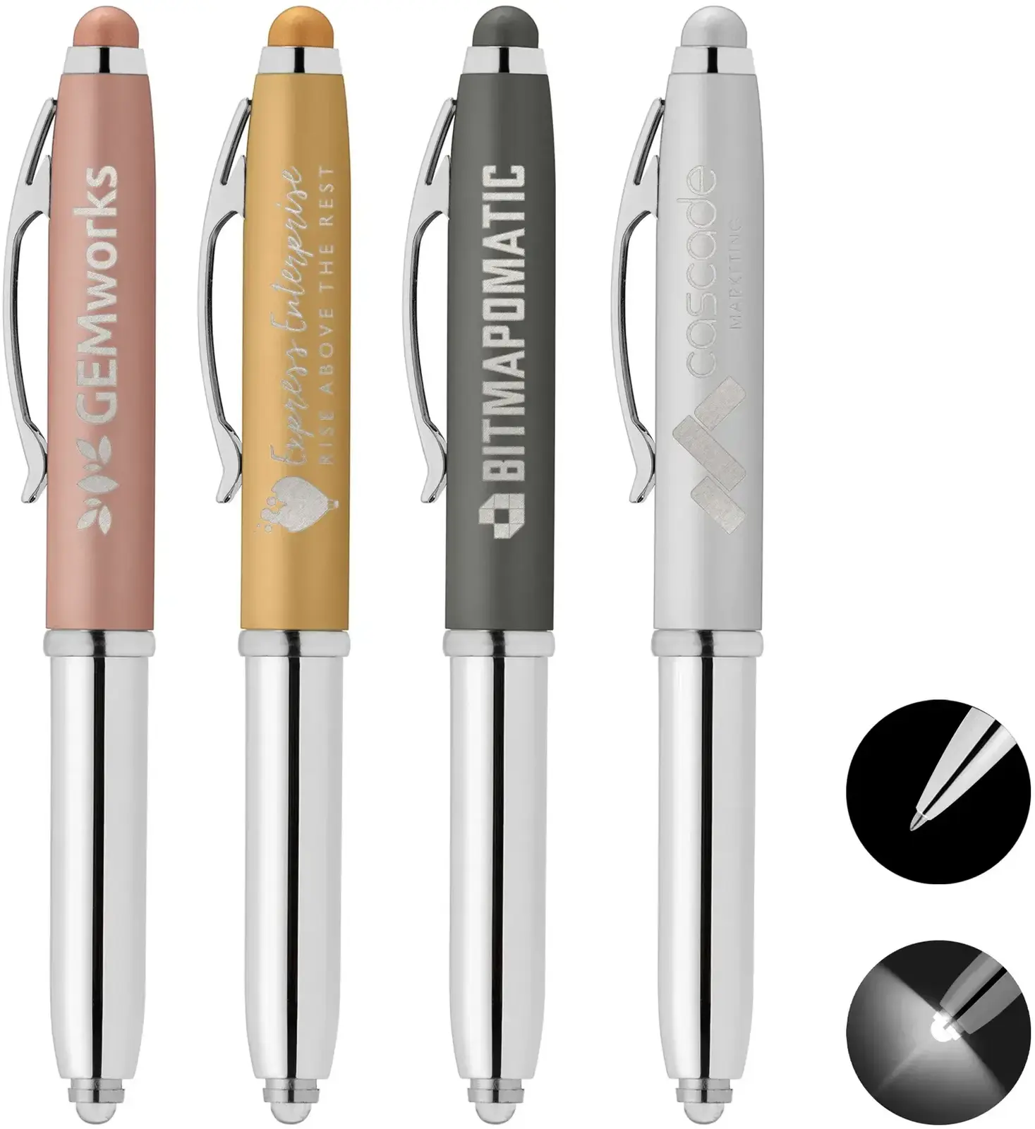 Vivano Softy Metallic Pen w/ LED Light and Stylus - Laser