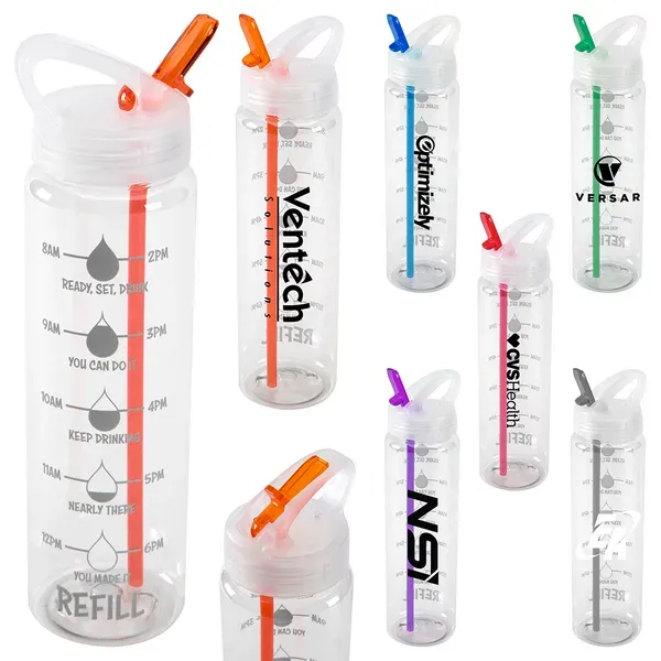 Water Bottle with Flip Up Spout & Hydration Mark  - 32 Oz.