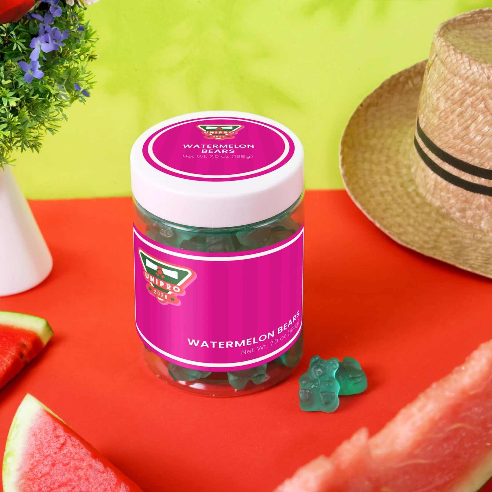 Watermelon Gummie Bears in a Jar