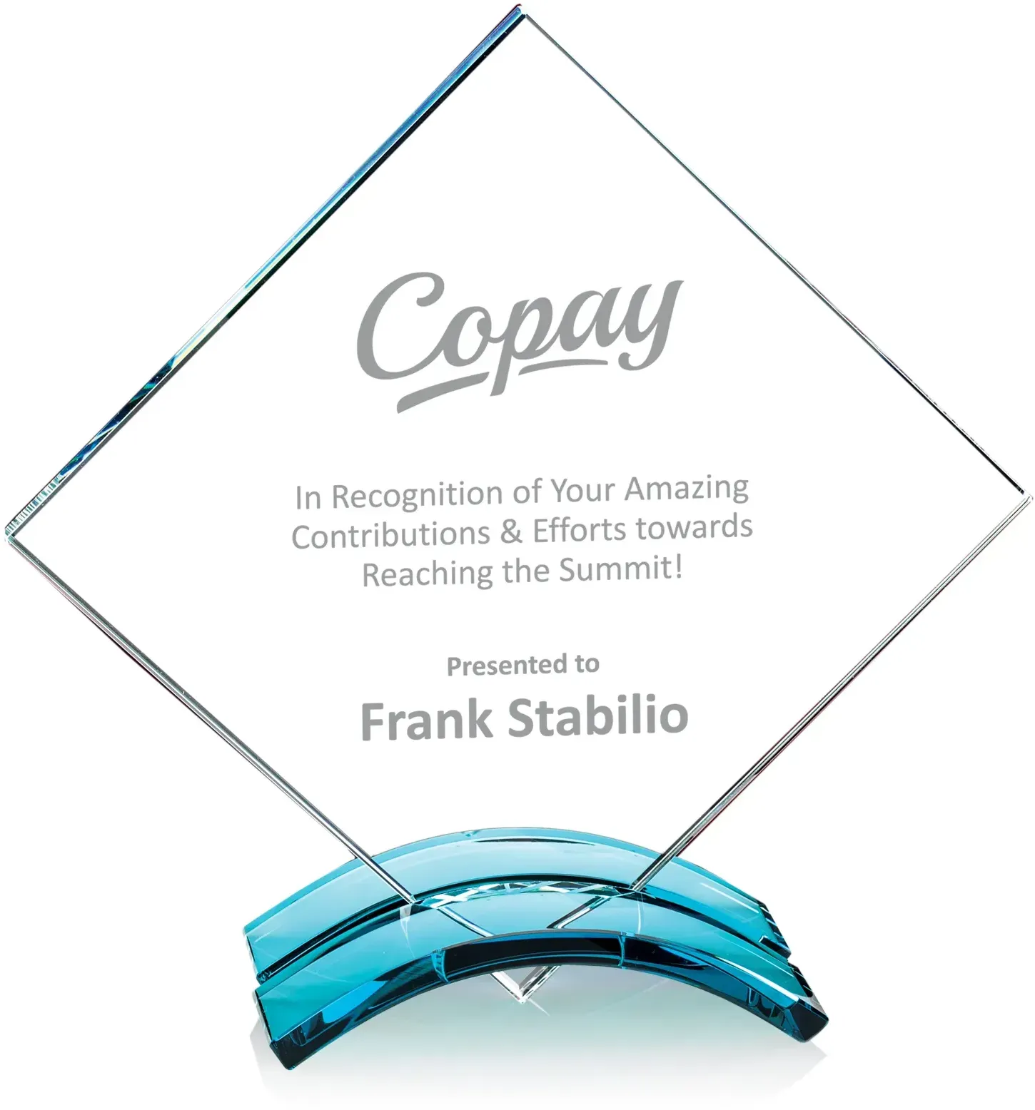 Customizable Wheaton Starfire & Teal Arched Logo Award