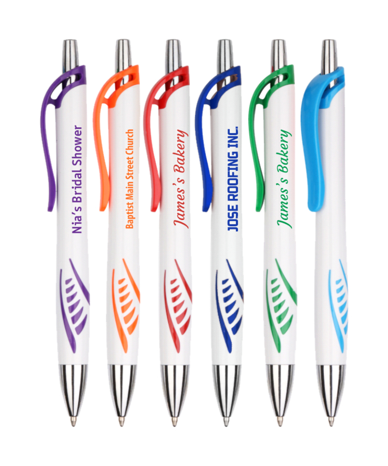 White Clicker Pens with Union Print and Hashishy Design