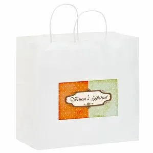 White Paper Carry-out Bag (13"x7"x12 3/4") - Color Evolution