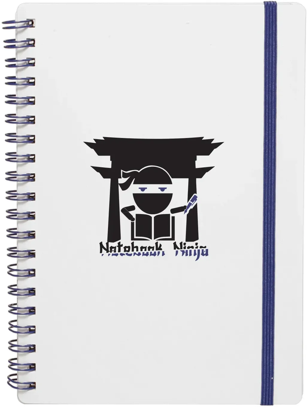 Personalized White Spiral Notebook (5" x 7") - Elastic Band