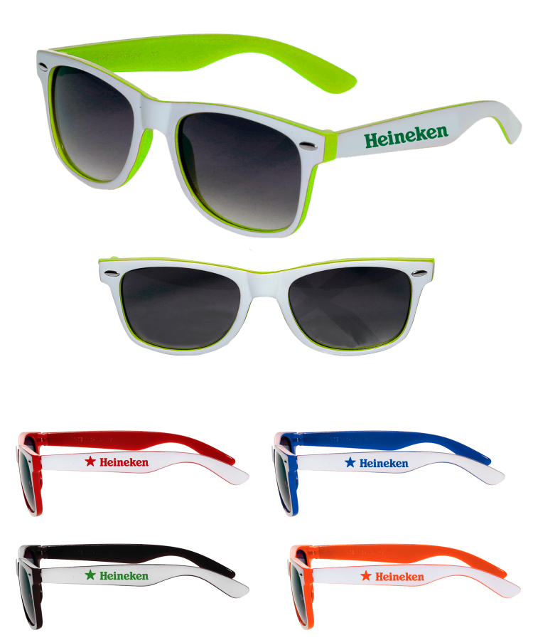 White Two-Tone Sunglasses with Custom Logo