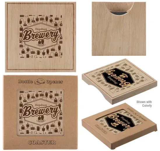 Personalized Wood Bottle Opener Coaster