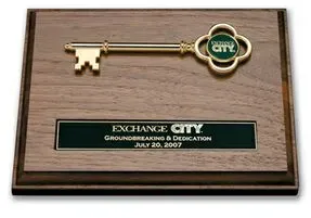 Wood Plaque w/ 5-1/2" Gold Key