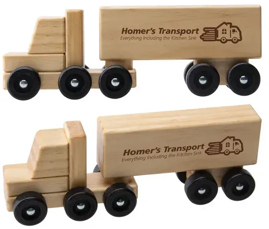 Imprinted Wooden Semi Truck