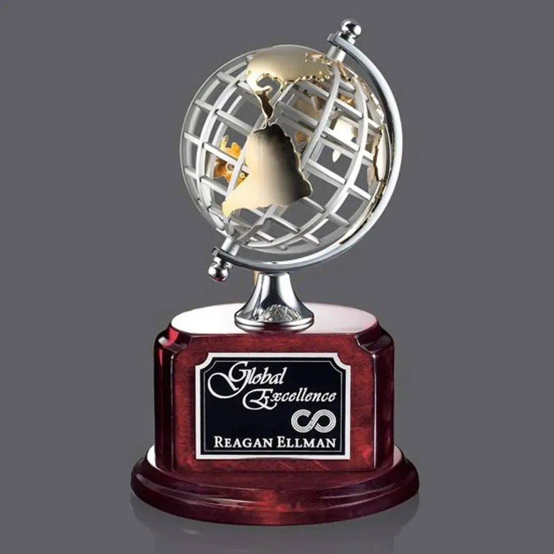 Rosewood Based Spinning Globe Recognition Award