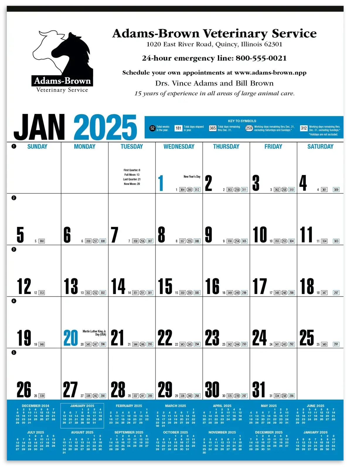 Custom Yearly Record® Blue Calendar