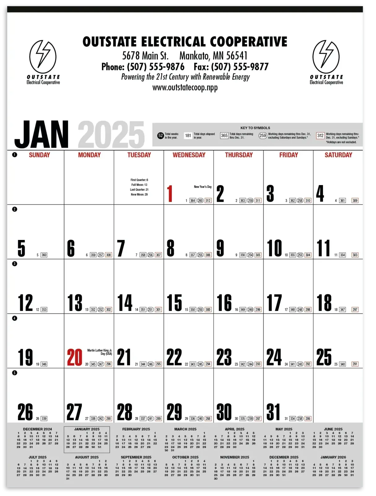 Custom Yearly Record® Gray with Red Calendar