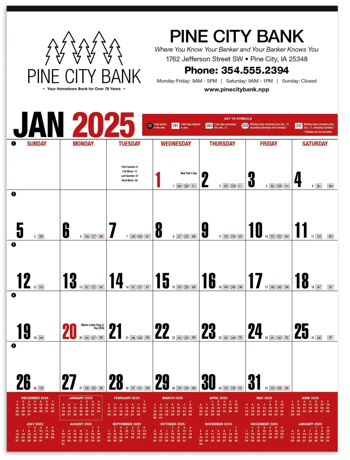 Custom Yearly Record® Red Calendar