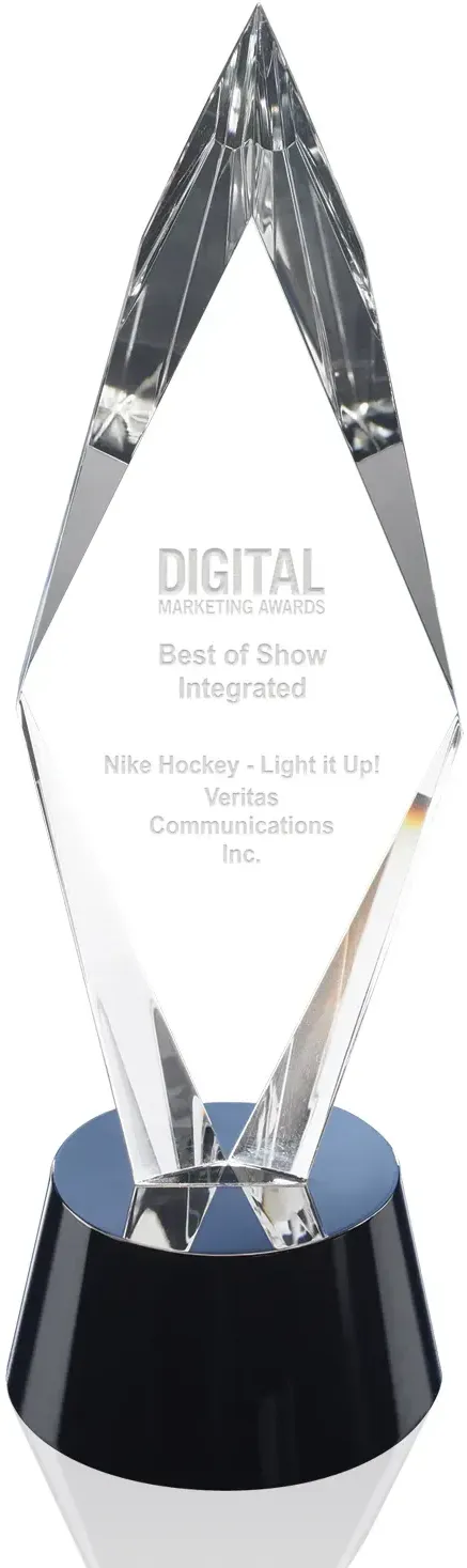 Zenith 13" Custom Optical Crystal Arrowhead Award