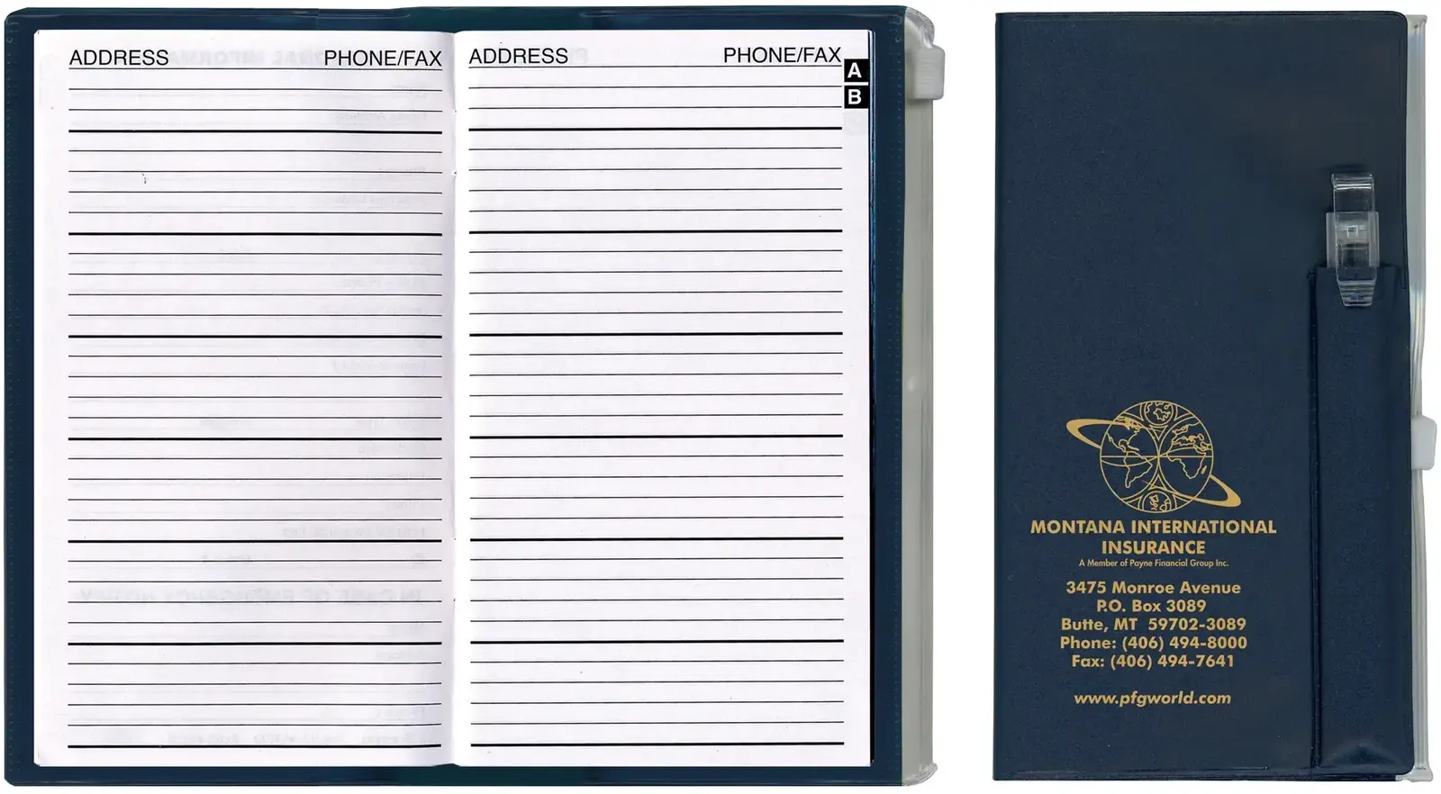 Customized Zip-Back Address Book with Pen & Additional Pocket