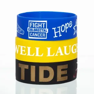 1/2" Debossed Silicone Wristband with Colorfill