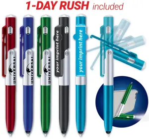 Multi-Function Rush Pen with Stylus & Flashlight for Phone Stand - Custom Imprinted Promotional Pen