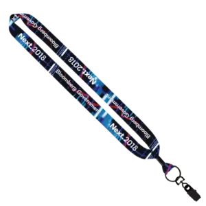 1" Dye Sublimated Lanyard with Metal Crimp & Metal Bulldog Clip