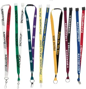 1" Custom Two Tone Lanyard (Metal Swivel Bull Dog Clip)