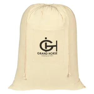 100% Cotton Laundry Bag w/ Front Pocket