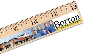 12" Clear Lacquer Wood Ruler - English Scale