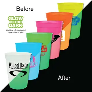 Custom 12oz Nite Glow Plastic Stadium Cup w/ Optional Lid