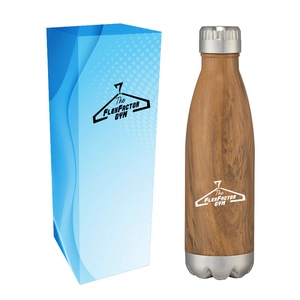 16 Oz. Swig Stainless Steel Woodtone Bottle With Custom Box