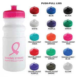 20 Oz White Plastic Water Bottle W/ your Choice of Lid Color