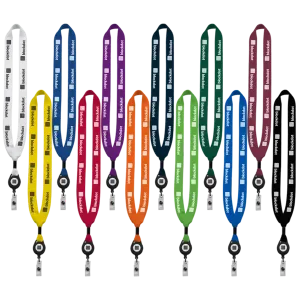 3/4" Cotton Lanyard with Metal Crimp & Retractable Badge Reel