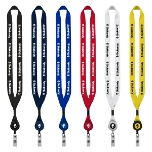 3/4" Polyester Lanyard with Metal Crimp & Retractable Badge Reel