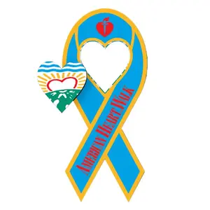 3.5" X 8" Awareness Ribbon Vehicle Magnet - Heart Cutout