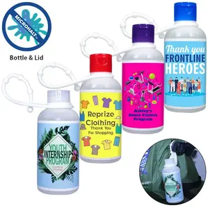 3oz Antibacterial Gel Sanitizer with Lanyard - Custom Color Lids & Full Color Imprint