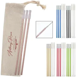 3- Pack Park Avenue Stainless Straw Kit with Cotton Pouch