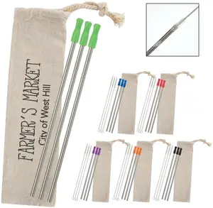 3-Pack Stainless Straw Kit with Cotton Pouch