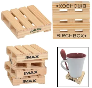 Personalized Mini Pallet Coaster - 3" Square