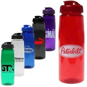 Custom Branded 30oz BPA-Free Poly-Saver PET Bottle with Colorful Flip Cap - Promotional Beverage Container