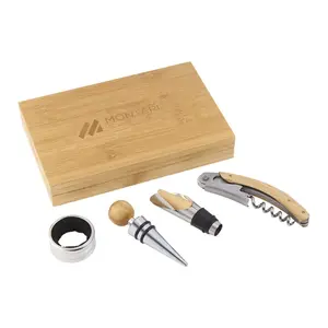 Personalized Bamboo Wine Gift Set (4 Piece)