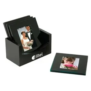 Personalized 4 Piece Glass Coaster Set