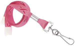 Custom Pink Ribbon Lanyards - Breast Cancer Awareness (5/8")