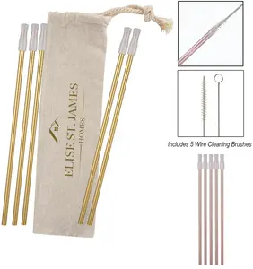 5- Pack Park Avenue Stainless Straw Kit with Cotton Pouch