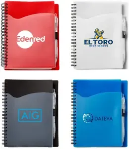 Wave Spiral Notebook with Cardinal Pen - 5" x 7"