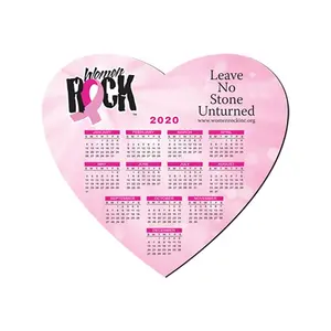 8"X8" Heart Hard Surface Calendar MousePad 1/16" Rubber Base